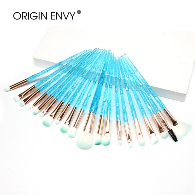 ORIGIN ENVY 20pcs Diamond Makeup Brush Set Eye Brush Beauty Tools Fan Powder Eyeshadow Contour Beauty Cosmetic For Make Up Tool