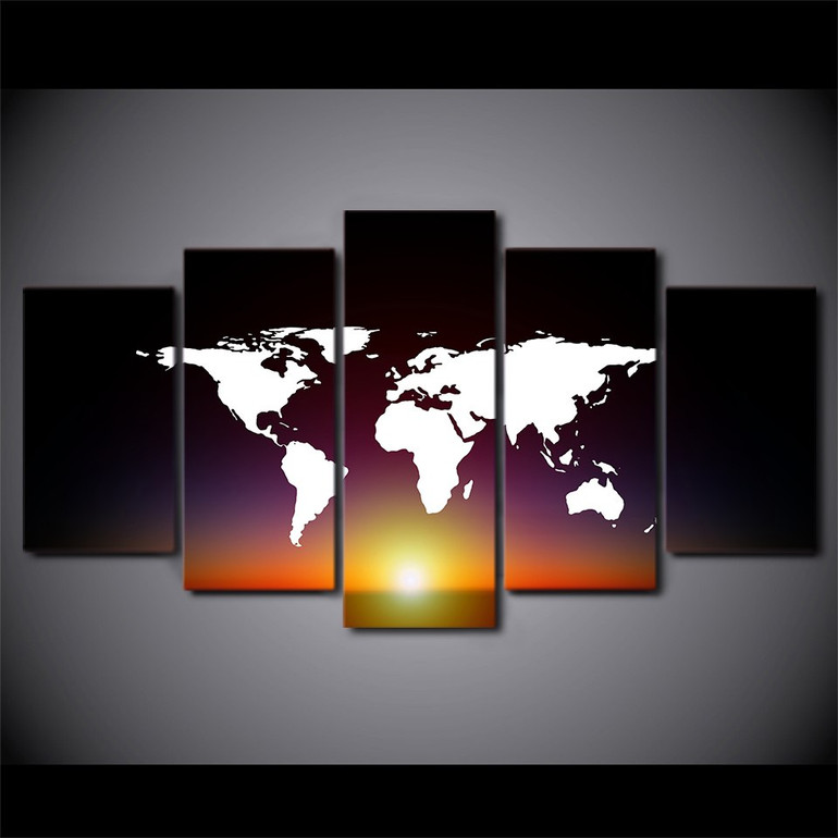 5 Piece Canvas Art HD Print Home Decor Continents Map Paintings Living Room Wall Poster Picture 5 Piece Canvas Art HD Print Home Decor Continents Map Paintings Living Room Wall Poster Picture