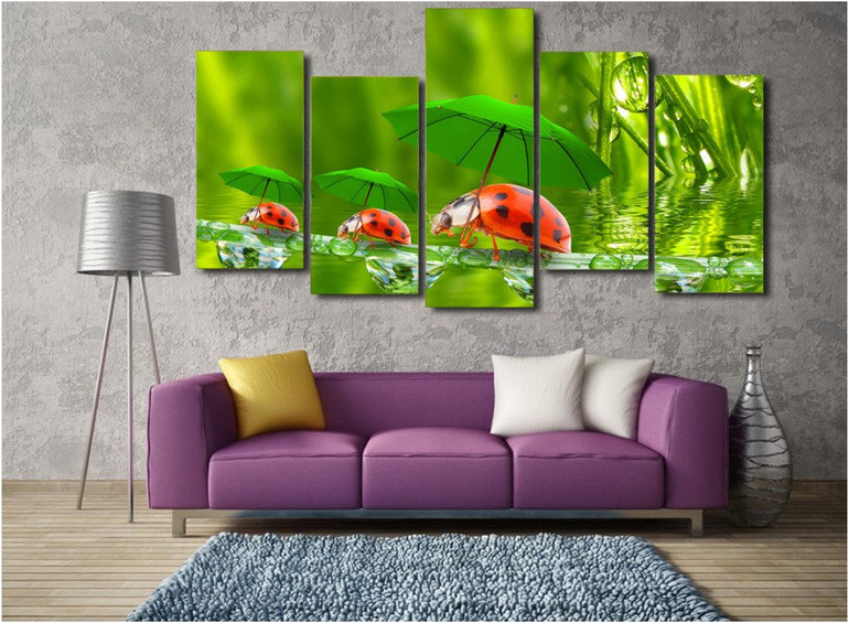 HD Printed Funny Ladybugs Painting Canvas Print Room Decor Print Poster Picture