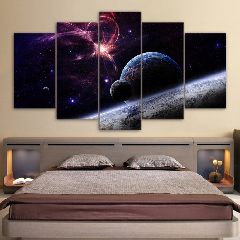 HD Printed Planets Stars Galaxies Painting Picture For Living Room Canvas Print Poster