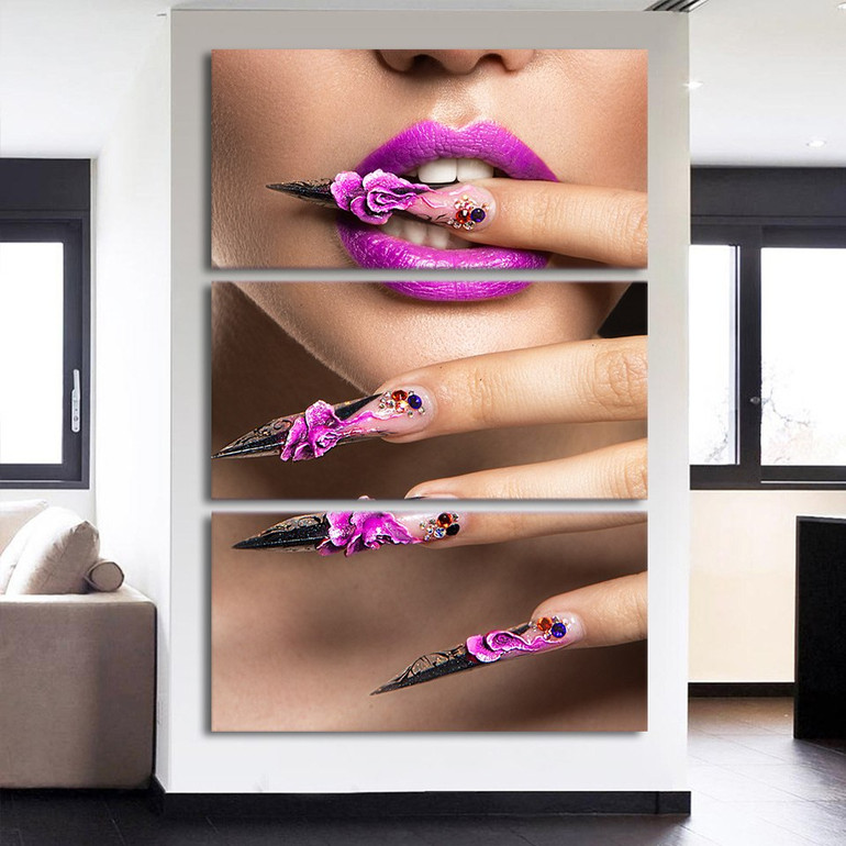 Beauty Decorative Pictures 3 Pieces Modular Canvas Prints Make-up Picture Beauty Shop Wall Art Decoration