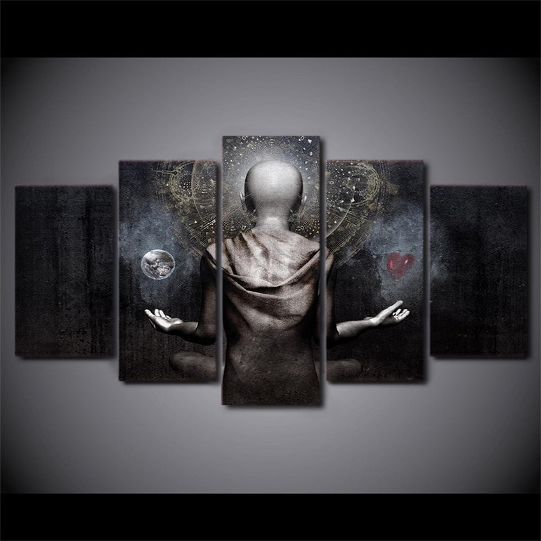 HD Printed 5 piece Canvas Prints Abstract Buddha Paintings for Living Room on The Wall