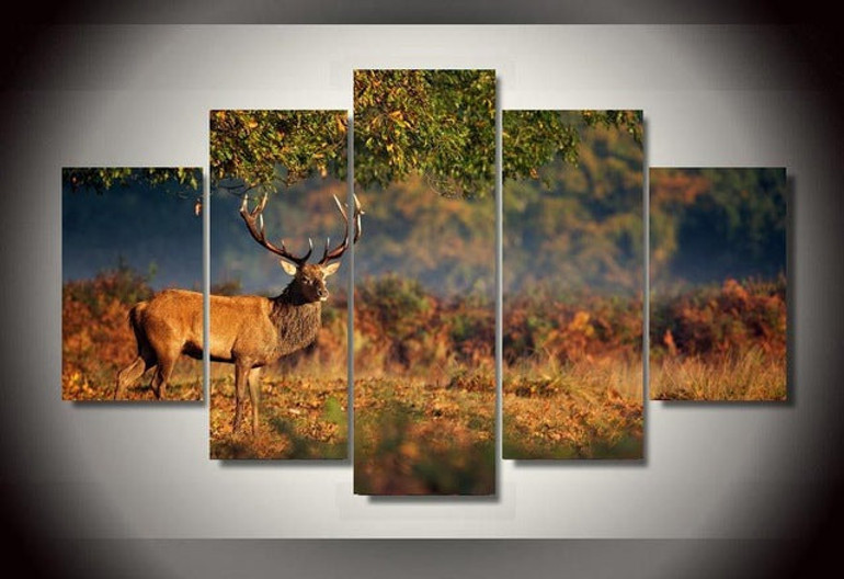 5 Pieces Forest Steppe Animal Deer Wall Art Picture Canvas Print Wall Picture Printing On Canvas