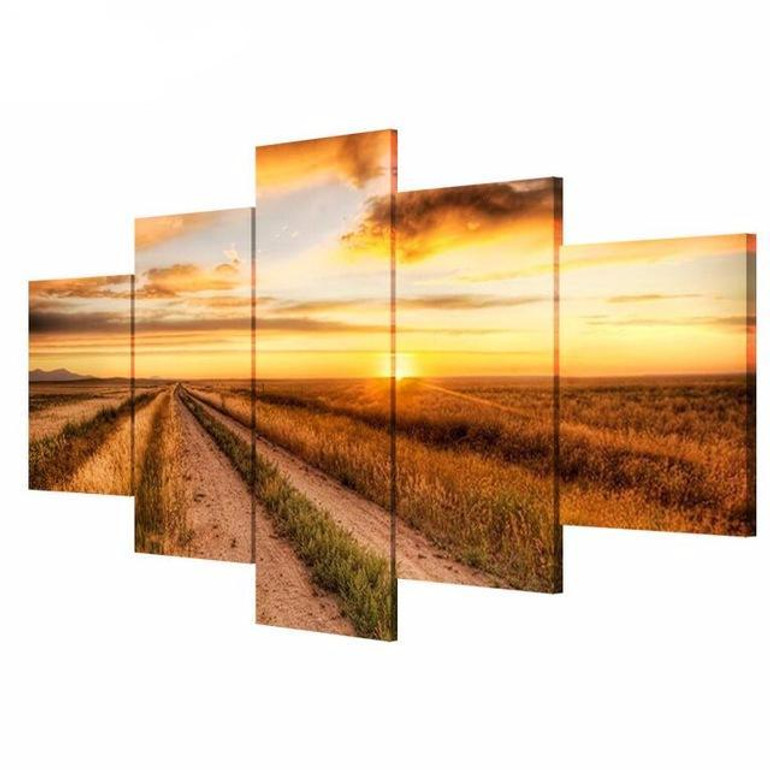 5 Panel Module Canvas Pastoral Landscape Painting Art Wall Painting Printed on Canvas