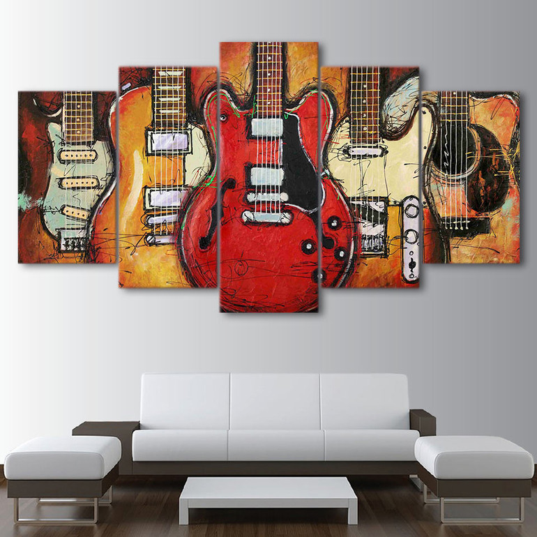 Canvas Paintings Printed 5 Pieces Guitar Abstract Wall Art Canvas Pictures