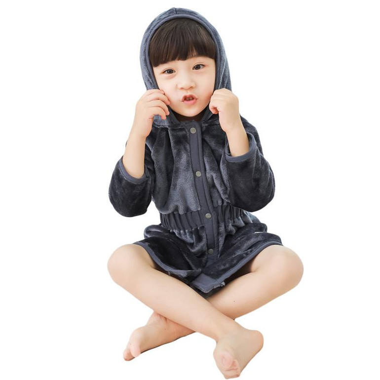 Boy Hooded Long Sleeve Flannel Pajamas