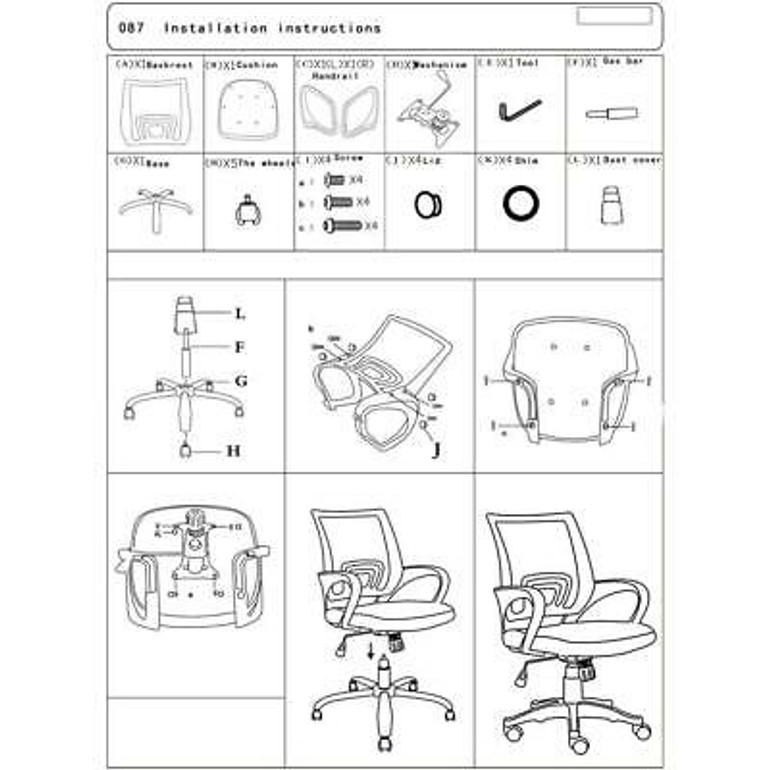 Ergonomic Black Mesh Office Chair Midback Adjustable Swivel Computer Desk Task