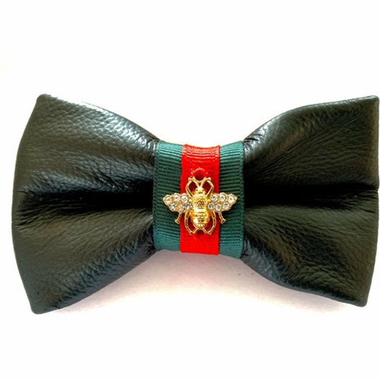 Genuine Leather Designer Bowtie & Collar Set