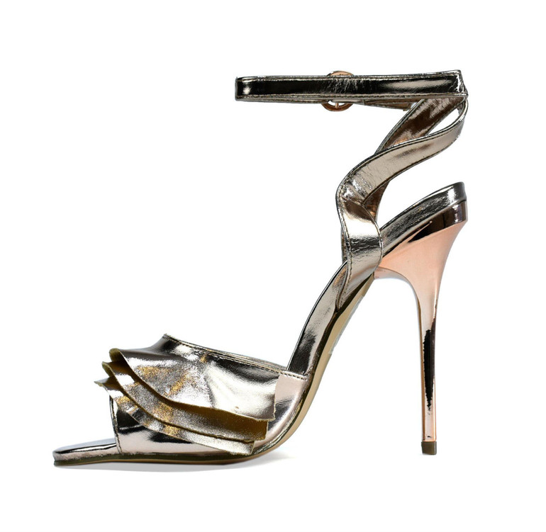 Rose Gold Mirror Ruffle Heel