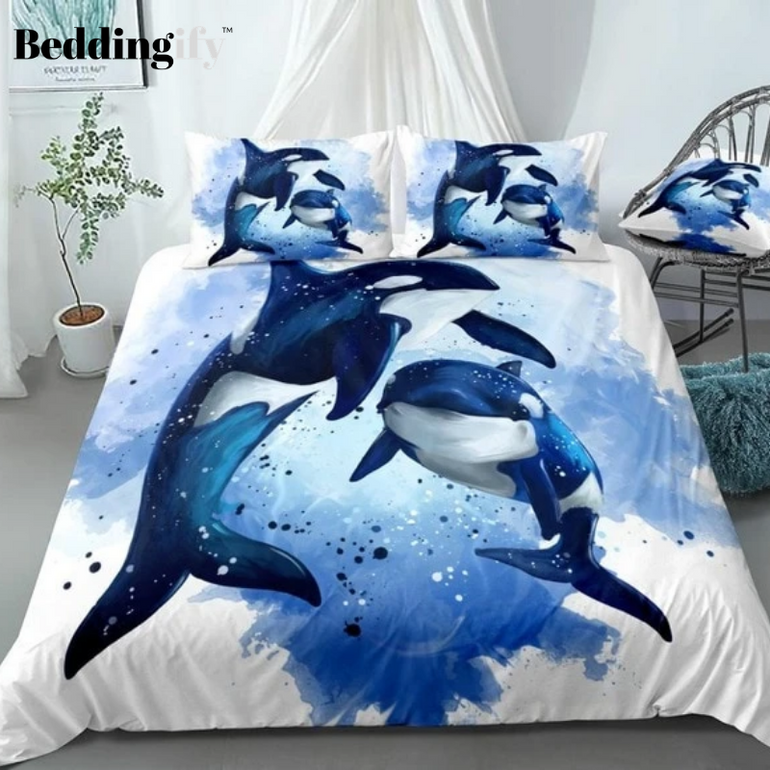 Blue Ocean Whale Bedding Set