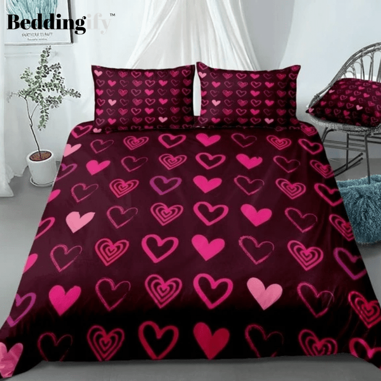 Red Hearts Romantic Love Bedding Set
