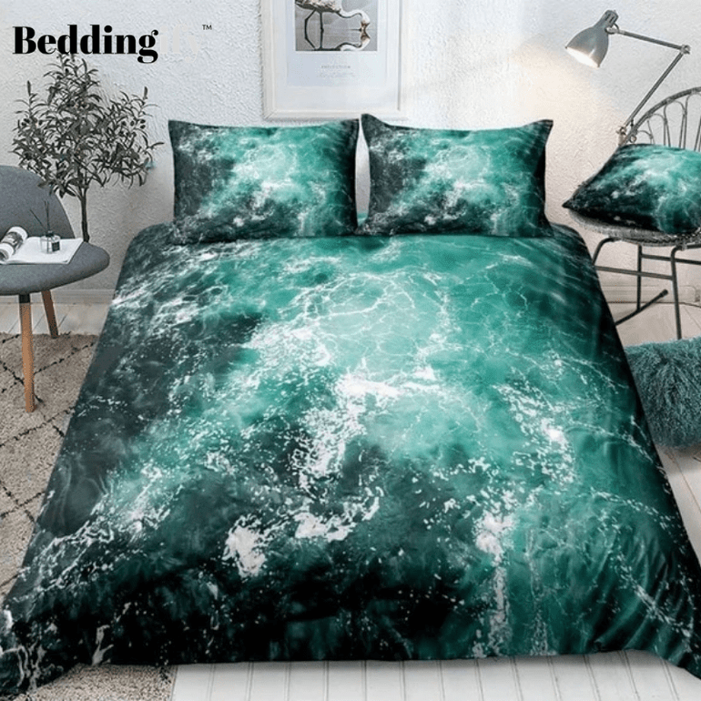 White Green Emerald Bedding Set
