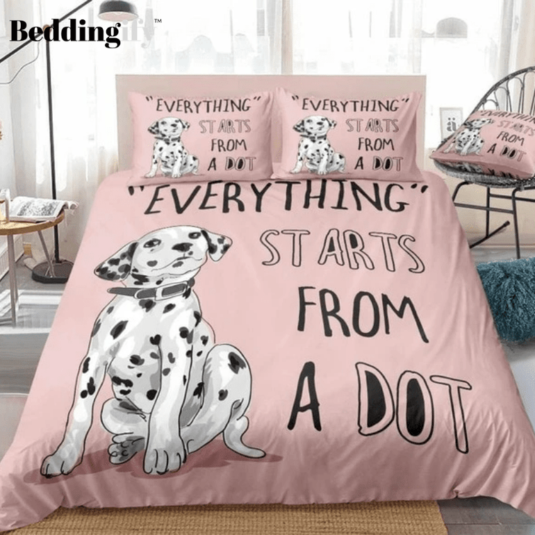 Cartoon Dog Pink Bedding Set