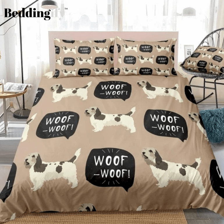 Cartoon Braque Dog Brown Bedding Set