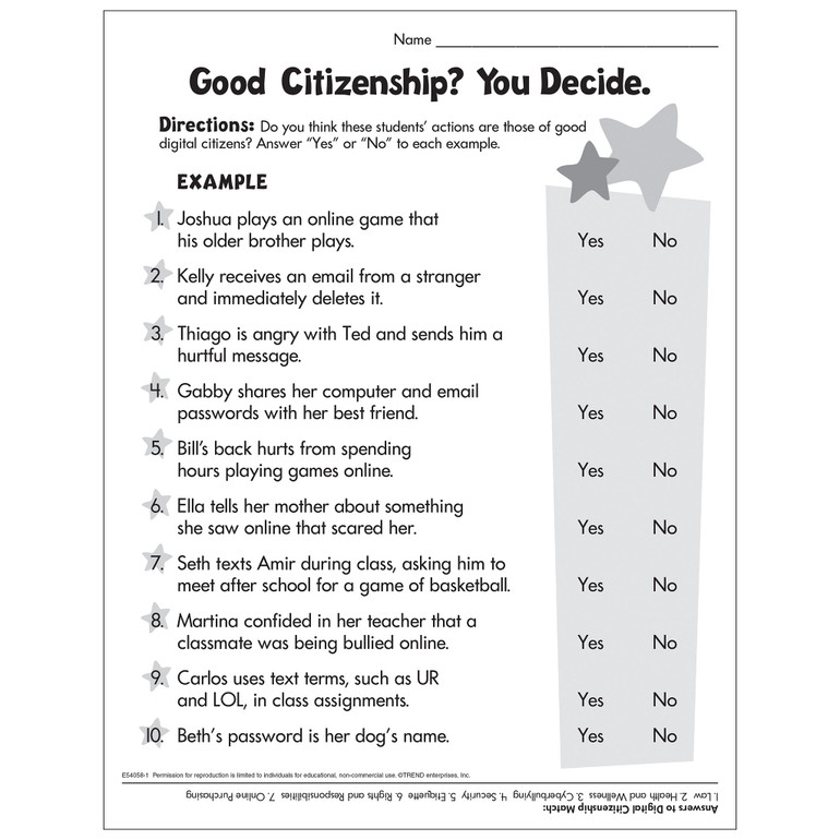 Good Citizenship - Primary Worksheet Free Printable