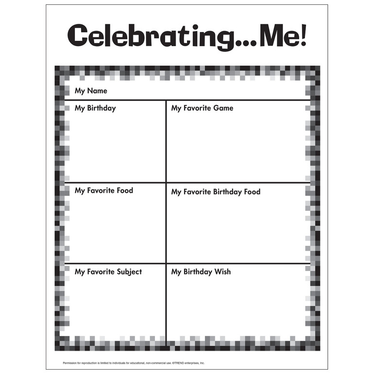 Celebrating Me Pixel Border Worksheet Free Printable