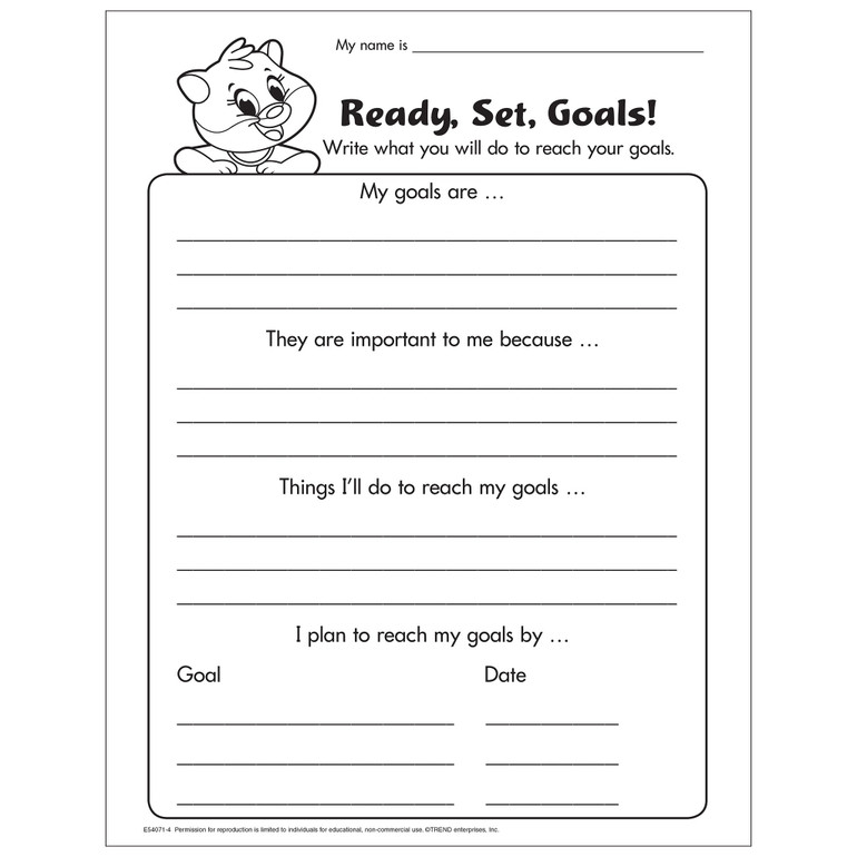 Playtime Pals™ Ready, Set, Goals! Worksheet Free Printable