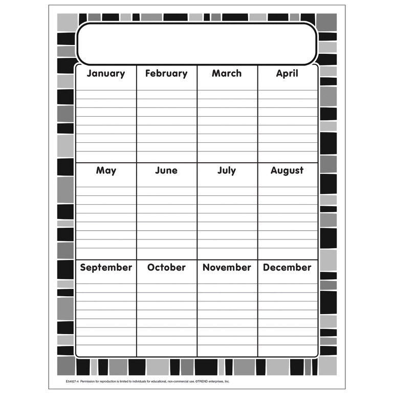 Stripes Months Chart Free Printable