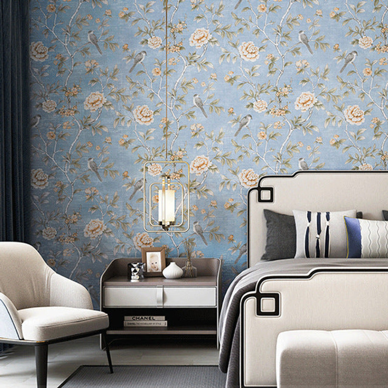 Classic Style Chinoiserie Vintage Floral Wallpaper With Flowers Birds Wall Paper For Living Room Classical Decor (10mtr Rolls)