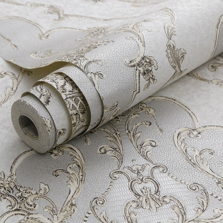 Luxury Golden White Grey Damask Wallpaper For Living Room Bedroom Walls Vinyl Vintage European Floral Wall Paper (10mtr Rolls) Luxury Golden White Grey Damask Wallpaper For Living Room Bedroom Walls Vinyl Vintage European Floral Wall Paper (10mtr Rolls)