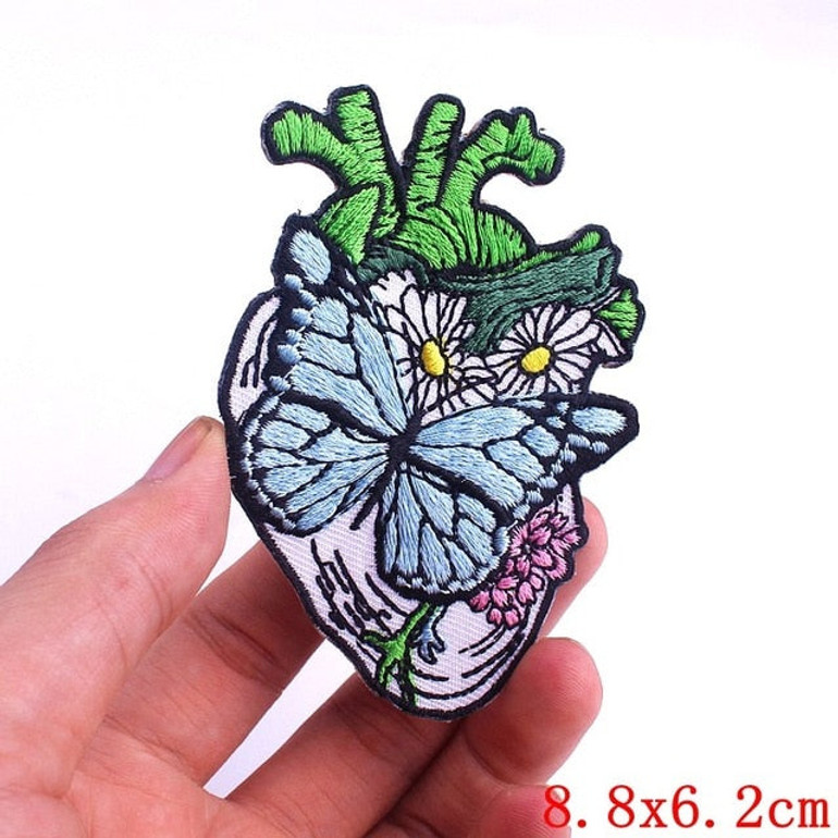 Butterfly Heart Embroidered Patch Butterfly Heart Embroidered Patch
