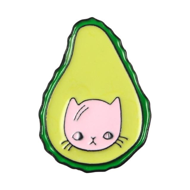 Cat In A Avocado Enamel Pin