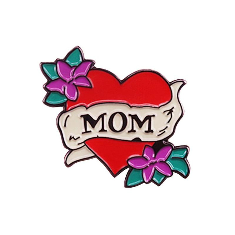 Mom Flower Heart Enamel Pin