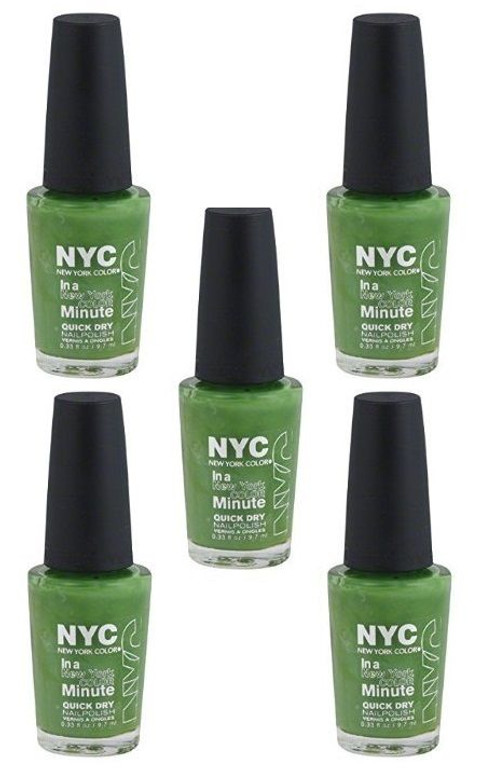 Lot Of 5 - Nyc New York In A Minute Quick Dry Nail Polish High Line Green #298