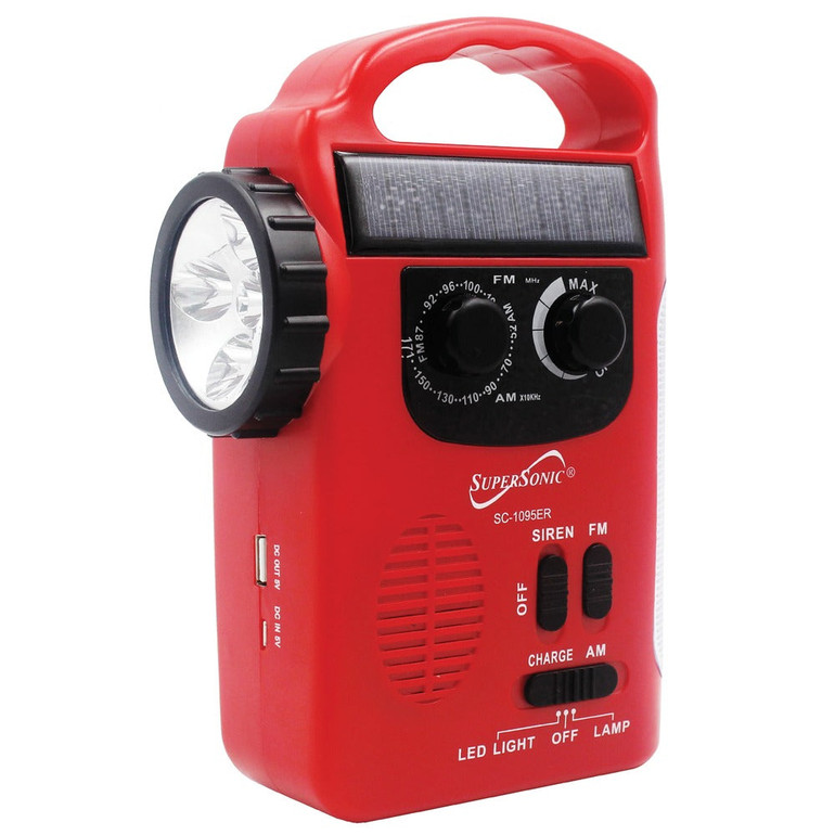 Supersonic 5-way Emergency Solar And Hand Crank Radio With Flashlight