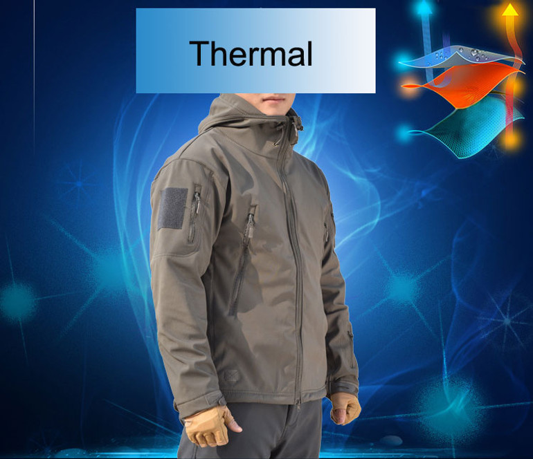 Outdoor Windproof Waterproof Thermal Softshell Jackets ideal for Trekking and Hiking