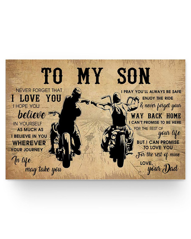 Inspirational Biker Poster Dad to My Son Your Way Back Home Best Birthday Gift for Son Prints Home Decor Wall Art Kitchen, Living Room Décor  36x24 Poster