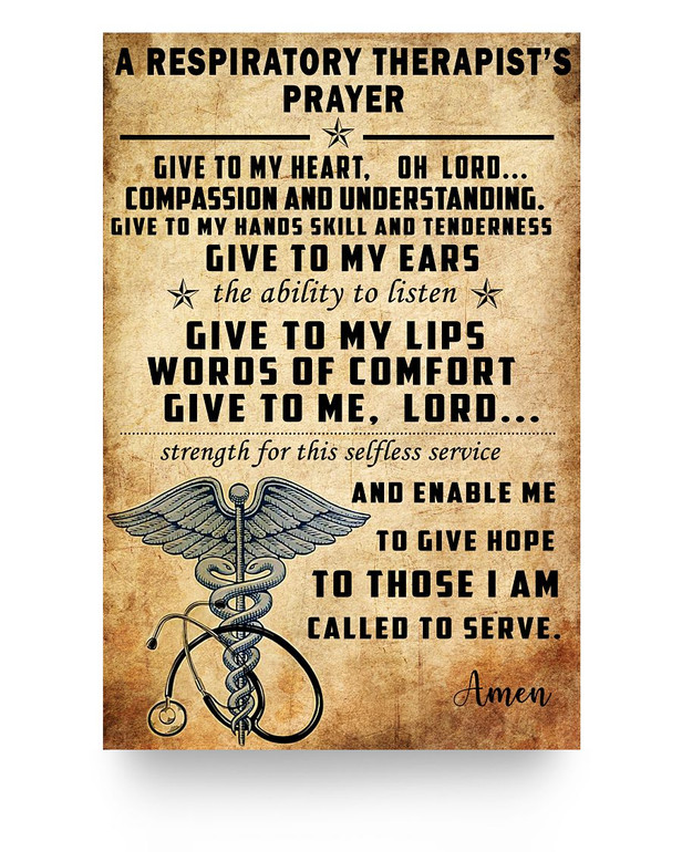 Molomon Gifts Poster A Respiratory Therapist’s Prayer Give to My Heart Art Print Family Friend Gift Unisex, Wedding, Anniversary, Awesome Birthday Perfect Happy Birthday Decor Bedroom 16x24 Poster