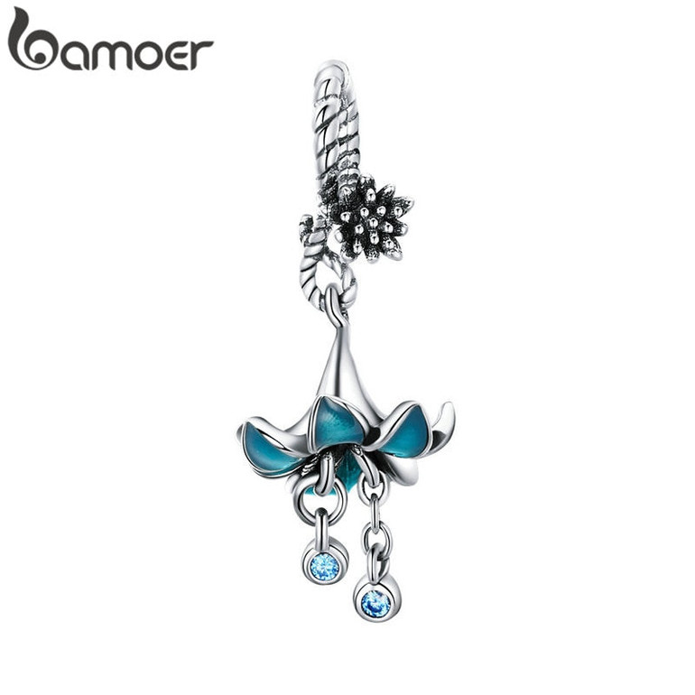 BAMOER Authentic 925 Sterling Silver Blue Enamel Flower Pendant Charms fit Silver Bracelets & Bangles 925 Silver Jewelry BSC034 BAMOER Authentic 925 Sterling Silver Blue Enamel Flower Pendant Charms fit Silver Bracelets & Bangles 925 Silver Jewelry BSC034