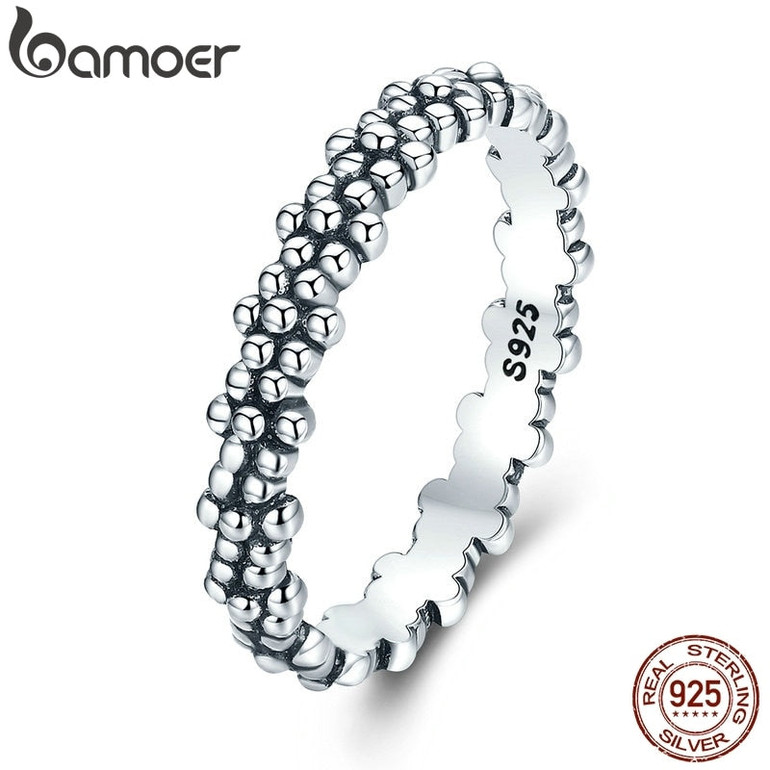 BAMOER Authentic 925 Sterling Silver Stackable Ring Daisies Flower Finger Rings for Women Sterling Silver Jewelry Gift PA7628 BAMOER Authentic 925 Sterling Silver Stackable Ring Daisies Flower Finger Rings for Women Sterling Silver Jewelry Gift PA7628