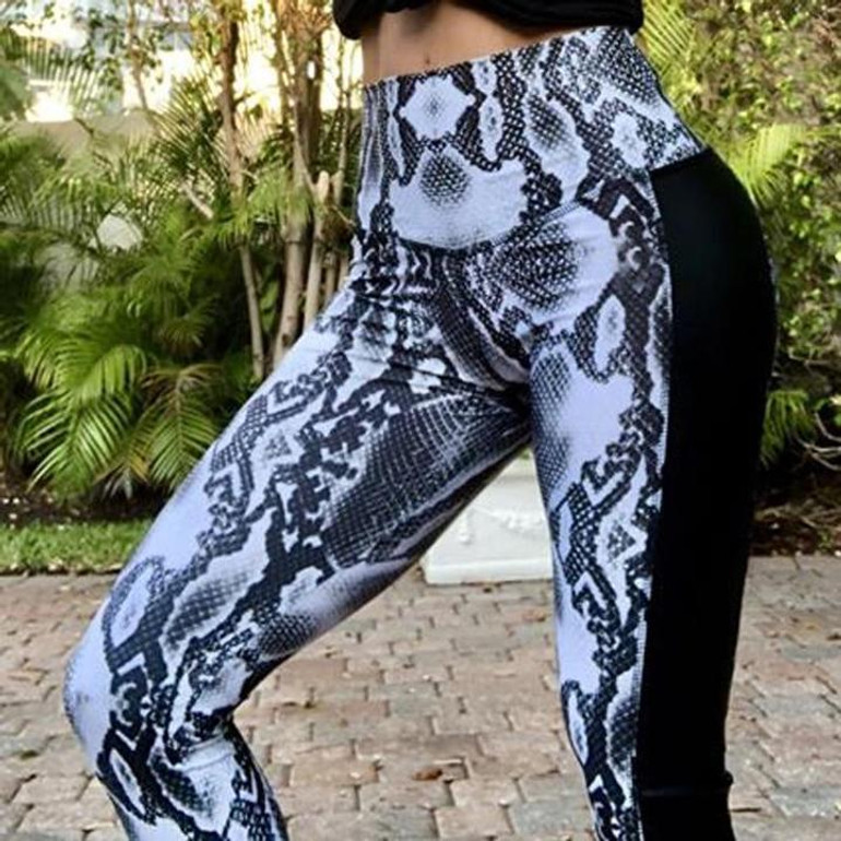 *NEW* High Waisted Serpent Print Bum Scrunch Push Up Workout Legging