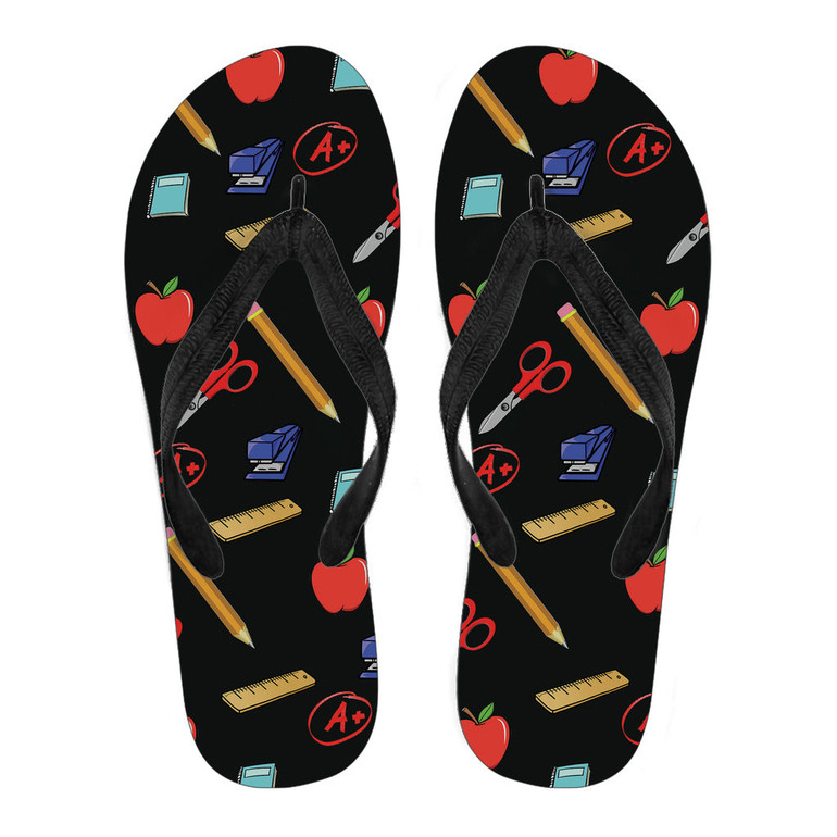 Teacher Appreciation Women's Flip Flops (Black)