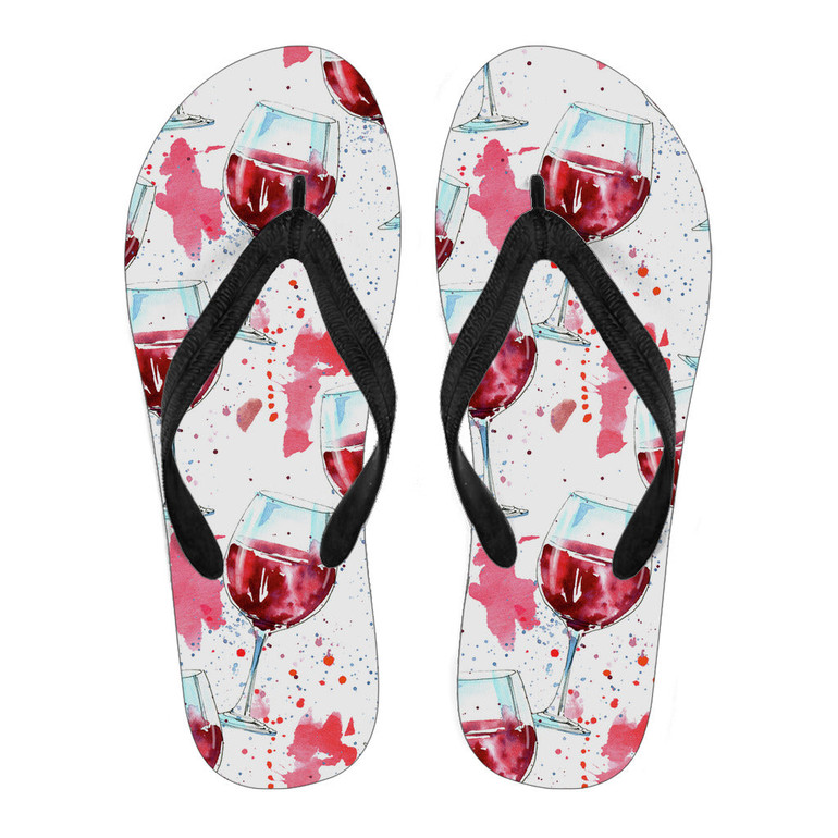 A GLASS OF WINE WOMEN'S FLIP FLOPS