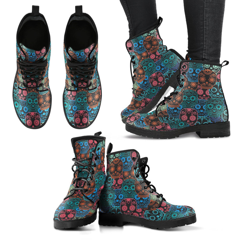 Sugar Skull 3 Handcrafted Boots