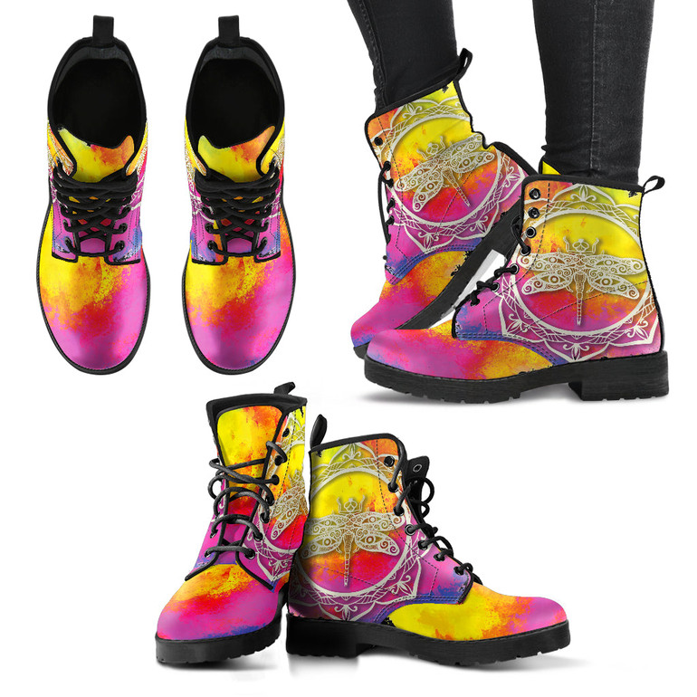 Watercolor Dragonfly 5 Handcrafted Boots