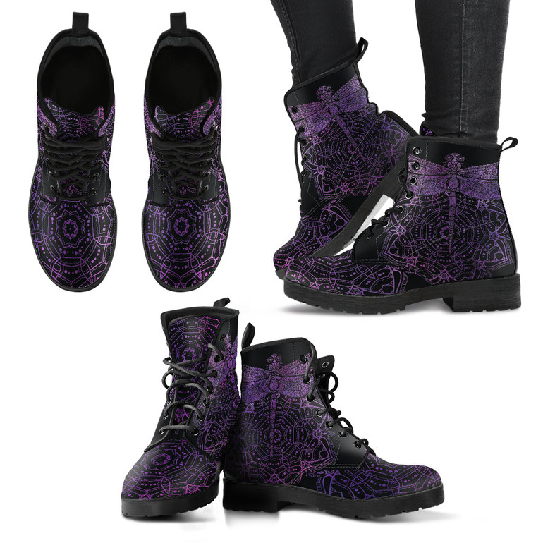 Watercolor Dragonfly Mandala 4 Handcrafted Boots