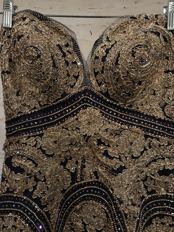 NAVY/GOLD MERMAID GOWN