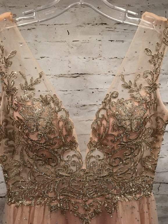 PEACH/GOLD A LINE GOWN