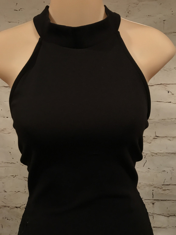 BLACK LONG GOWN W/MESH SIDES