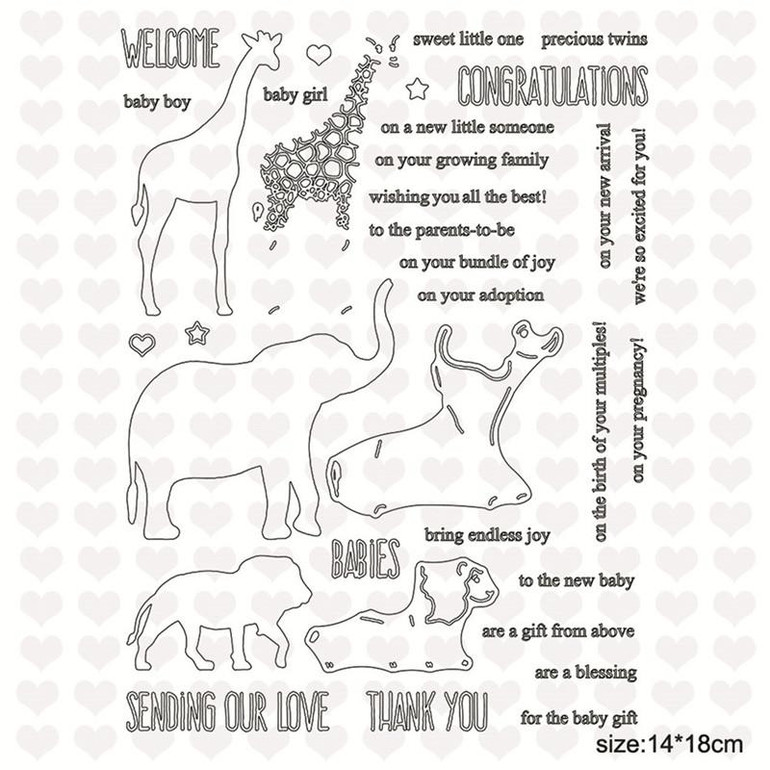 Elephant Lion Giraffe Decoration Clear Stamps