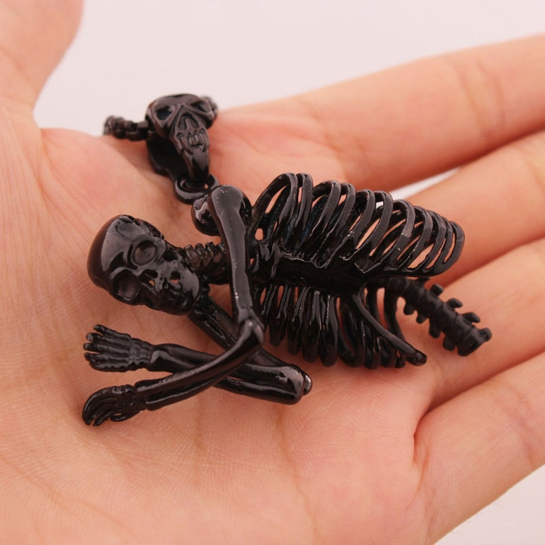 Skeletal torso pendant necklace