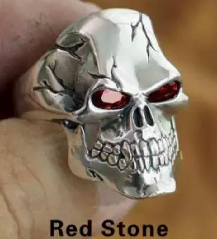 925 sterling silver CZ eyes skull ring