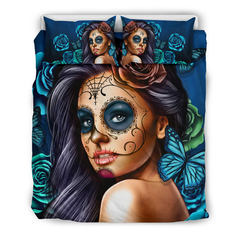Bedding Set Calavera (Turquoise on Beige)