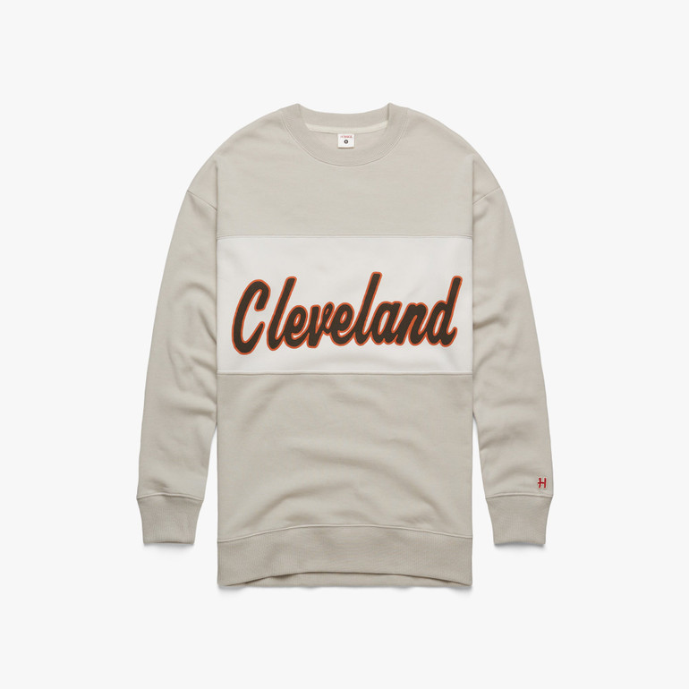 Women's Script Cleveland Stripe Crewneck