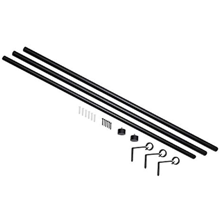 Umbra 245976-111 Cappa Brushed Black Curtain Rod  Modern Curtain Rod Extends from 66 to 120 Inches and Includes Matching Finials, Brackets and Hardware, 1-Inch Diameter Drapery Rod