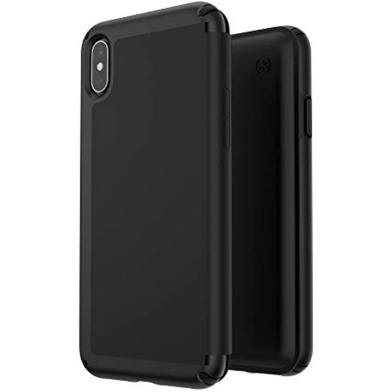 Speck Products Presidio Folio Leather iPhone Xs Max Case, Black/Black